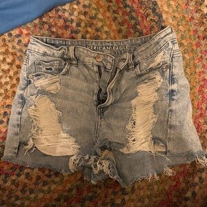 American Eagle Outfitters Ripped Jean Shorts - Light Blue